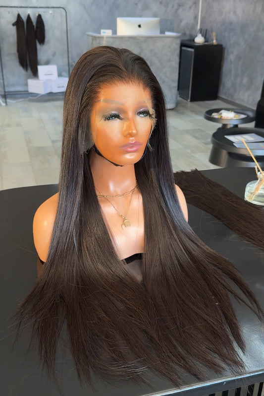 26" Bone straight full frontal wig